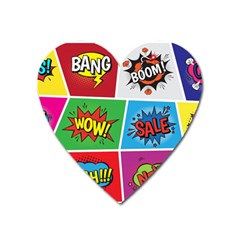 Pop Art Comic Vector Speech Cartoon Bubbles Popart Style With Humor Text Boom Bang Bubbling Expressi Heart Magnet by Hannah976