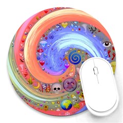 Swirl Vortex Emoji Cyclone Motion Round Mousepad by Paksenen