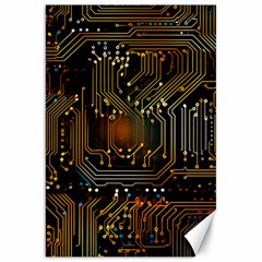 Circuits Circuit Board Orange Technology Canvas 20  X 30  by Ndabl3x