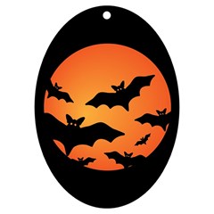 Halloween Bats Moon Full Moon Uv Print Acrylic Ornament Oval by Cendanart