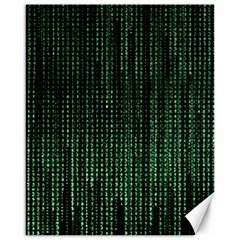 Green Matrix Code Illustration Digital Art Portrait Display Canvas 16  X 20  by Cendanart