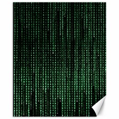 Green Matrix Code Illustration Digital Art Portrait Display Canvas 11  X 14  by Cendanart