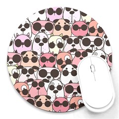 Cute Dog Seamless Pattern Background Round Mousepad by Grandong