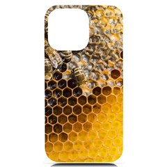 Honeycomb With Bees Iphone 14 Pro Max Black Uv Print Case by Bedest