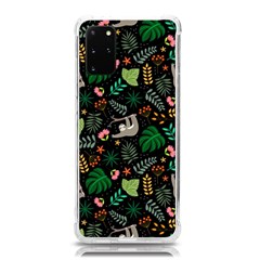 Floral Pattern With Plants Sloth Flowers Black Backdrop Samsung Galaxy S20plus 6 7 Inch Tpu Uv Case by Bedest