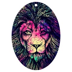 Psychedelic Lion Uv Print Acrylic Ornament Oval by Cendanart