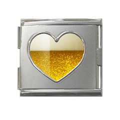 Light Beer Texture Foam Drink In A Glass Mega Link Heart Italian Charm (18mm) by Cemarart