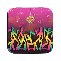 Dancing Colorful Disco Square Metal Box (black) by Bajindul