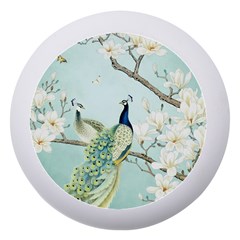 Couple Peacock Bird Spring White Blue Art Magnolia Fantasy Flower Dento Box With Mirror by Ndabl3x