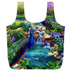 Peacocks In Garden Full Print Recycle Bag (xxxl) by Ndabl3x