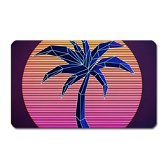 Abstract 3d Art Holiday Island Palm Tree Pink Purple Summer Sunset Water Magnet (rectangular) by Cemarart