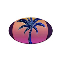 Abstract 3d Art Holiday Island Palm Tree Pink Purple Summer Sunset Water Sticker Oval (100 Pack) by Cemarart