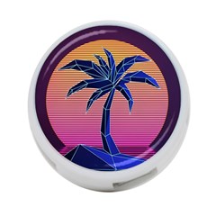 Abstract 3d Art Holiday Island Palm Tree Pink Purple Summer Sunset Water 4-port Usb Hub (one Side) by Cemarart