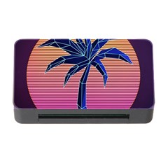 Abstract 3d Art Holiday Island Palm Tree Pink Purple Summer Sunset Water Memory Card Reader With Cf by Cemarart