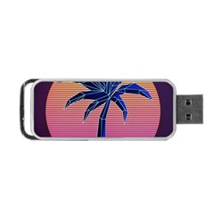 Abstract 3d Art Holiday Island Palm Tree Pink Purple Summer Sunset Water Portable Usb Flash (one Side) by Cemarart