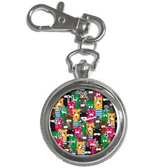 Cat Funny Colorful Pattern Key Chain Watches by Grandong