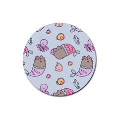 Pusheen Cat Cute Rubber Round Coaster (4 Pack) by Grandong