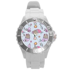 Pusheen Cat Cute Round Plastic Sport Watch (l) by Grandong