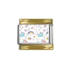 Unicorn Diamond Rainbow Shooting Star Gold Trim Italian Charm (9mm) by Grandong