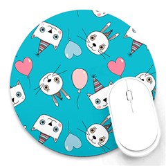 Cat Bunny Round Mousepad by Grandong