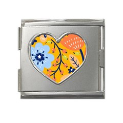 Floral Pattern Adorable Beautiful Aesthetic Secret Garden Mega Link Heart Italian Charm (18mm) by Grandong