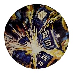 Tardis Doctor Who Pattern Round Glass Fridge Magnet (4 Pack) by Cemarart