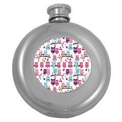 Owl Pattern Round Hip Flask (5 Oz) by Cemarart