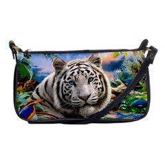 White Tiger Peacock Animal Fantasy Water Summer Shoulder Clutch Bag by Cemarart