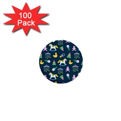 Cute Babies Toys Seamless Pattern 1  Mini Buttons (100 Pack)  by Ndabl3x