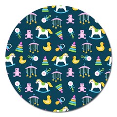 Cute Babies Toys Seamless Pattern Magnet 5  (round) by Ndabl3x