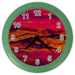 Time Wind Polishpattern Architecture Building City Cityscape Nature Pop-art Pop Surrealism  Retrowave Color Wall Clock by Cemarart