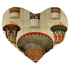 Egyptian Architecture Column Large 19  Premium Flano Heart Shape Cushions by Proyonanggan