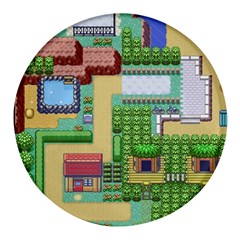 Pixel Map Game Round Glass Fridge Magnet (4 Pack) by Cemarart