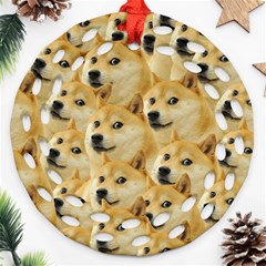 Doge, Memes, Pattern Round Filigree Ornament (two Sides) by nateshop