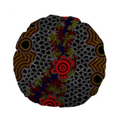 Authentic Aboriginal Art - Gathering Standard 15  Premium Round Cushions by hogartharts