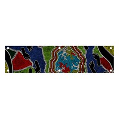 Authentic Aboriginal Art - Walking The Land Banner And Sign 4  X 1  by hogartharts