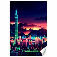 Cityscape Building Painting 3d City Illustration Canvas 24  X 36  by Bedest