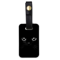 Black Cat Face Luggage Tag (one Side) by Cemarart