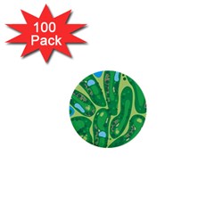 Golf Course Par Golf Course Green 1  Mini Buttons (100 Pack)  by Cemarart