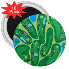 Golf Course Par Golf Course Green 3  Magnets (10 Pack)  by Cemarart