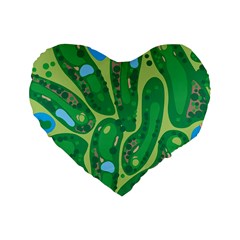 Golf Course Par Golf Course Green Standard 16  Premium Heart Shape Cushions by Cemarart