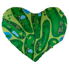 Golf Course Par Golf Course Green Large 19  Premium Heart Shape Cushions by Cemarart