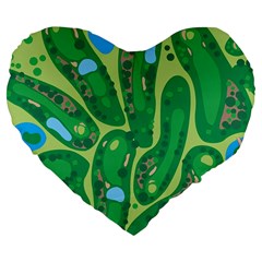 Golf Course Par Golf Course Green Large 19  Premium Flano Heart Shape Cushions by Cemarart