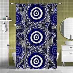 Authentic Aboriginal Art - Gathering Shower Curtain 48  X 72  (small)  by hogartharts