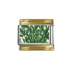 Tropical Leaves Gold Trim Italian Charm (9mm) by goljakoff