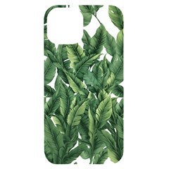 Tropical Leaves Iphone 14 Black Uv Print Case by goljakoff