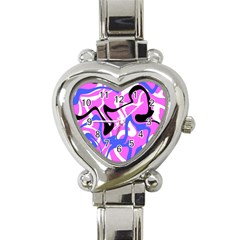 Swirl Pink White Blue Black Heart Italian Charm Watch by Cemarart