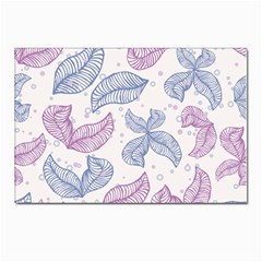 Leaves Line Art Background Postcard 4 x 6  (pkg Of 10) by Cemarart