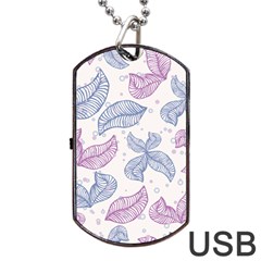 Leaves Line Art Background Dog Tag Usb Flash (two Sides) by Cemarart