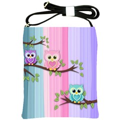 Owls Family Stripe Tree Shoulder Sling Bag by Bedest